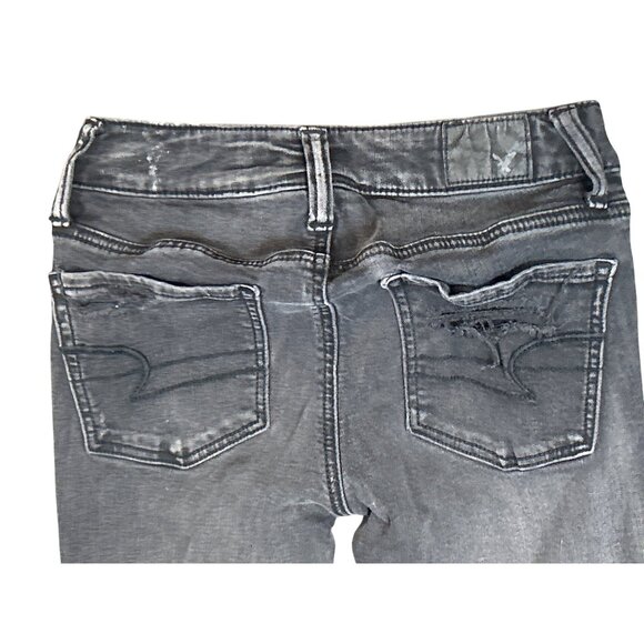(6 for $25) AE Super Stretch Ripped Distressed Jegging in Washed‎ Black Size 00 - Picture 7 of 7